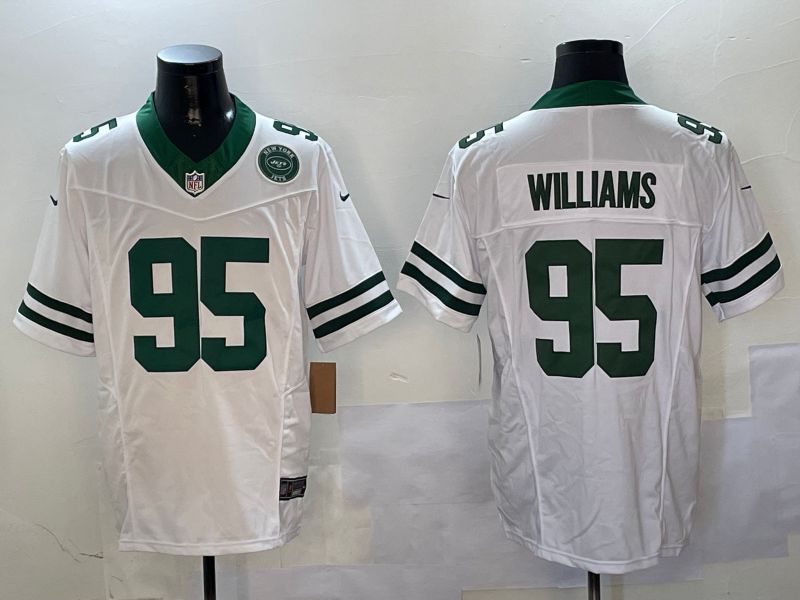 Men New York Jets #95 Williams White Throwback three generations 2024 Nike Limited NFL Jersey style 2->chicago bears->NFL Jersey